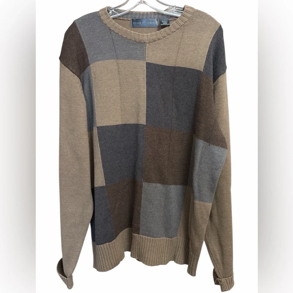 Oscar de la Renta Multicolor Patchwork Crewneck Sweater